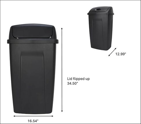 13 Gallon Kitchen Trash Can with Swing Top Lid Plastic Heavy Duty Touch Free Garbage Bin for Home Kitchen Office Bathroom in Saudi Arabia