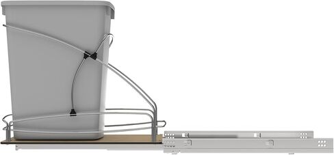Rev-A-Shelf Steel Bottom Mount Single 35 Quart 8.75 Gallon Waste Bin Trash Container for Under Kitchen Cabinet with Soft Close, Gray, 54WC-1535SC-17-1 in Kuwait