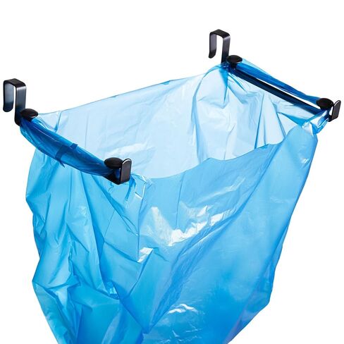 Large Trash Bag Holder for Kitchen Cabinets Doors, Under Sink Plastic Bag Hooks, Stainless Steel Garbage Bag Holder, Kitchen Trash Waste Cans (Black) in Saudi Arabia