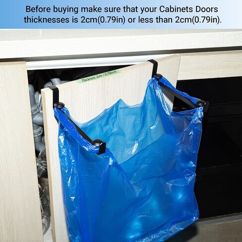 Large Trash Bag Holder for Kitchen Cabinets Doors, Under Sink Plastic Bag Hooks, Stainless Steel Garbage Bag Holder, Kitchen Trash Waste Cans (Black) in Saudi Arabia
