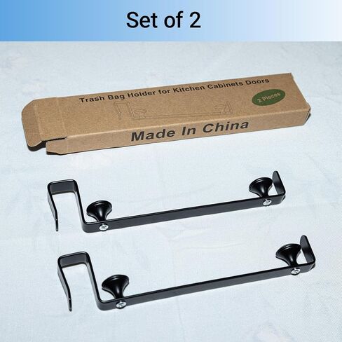 Large Trash Bag Holder for Kitchen Cabinets Doors, Under Sink Plastic Bag Hooks, Stainless Steel Garbage Bag Holder, Kitchen Trash Waste Cans (Black) in Saudi Arabia