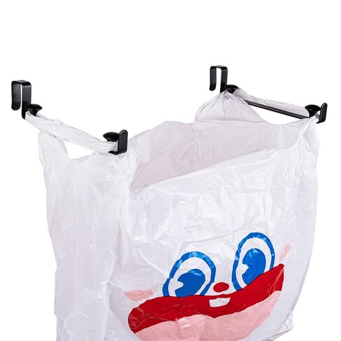 Large Trash Bag Holder for Kitchen Cabinets Doors, Under Sink Plastic Bag Hooks, Stainless Steel Garbage Bag Holder, Kitchen Trash Waste Cans (Black) in Saudi Arabia