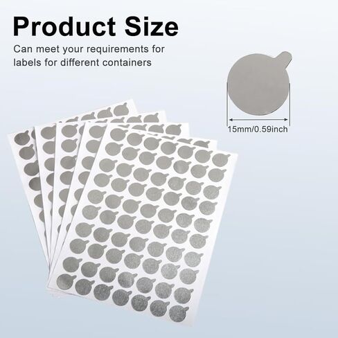 5 Sheets/300Pcs Aluminium Foil Film Sealing Sticker - Toothpaste Cosmetic Soft Tube Essential Oil Bottles Makeup Storage Containers Stopper(15mm) in Saudi Arabia