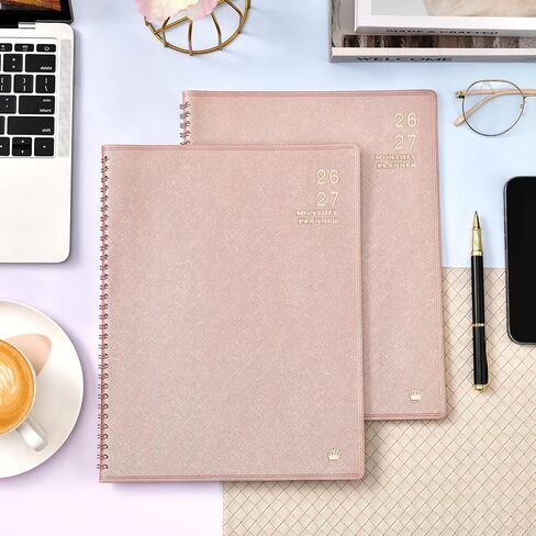 2026 Monthly Planner - 9'' x 11'' Monthly Planner/Calendar 2026 from JAN. 2026 - DEC. 2026, 12 Monthly Calendar Spiral Bound with Soft Leather Cover, 15 Note Pages, Tabs, Inner Pocket in Saudi Arabia
