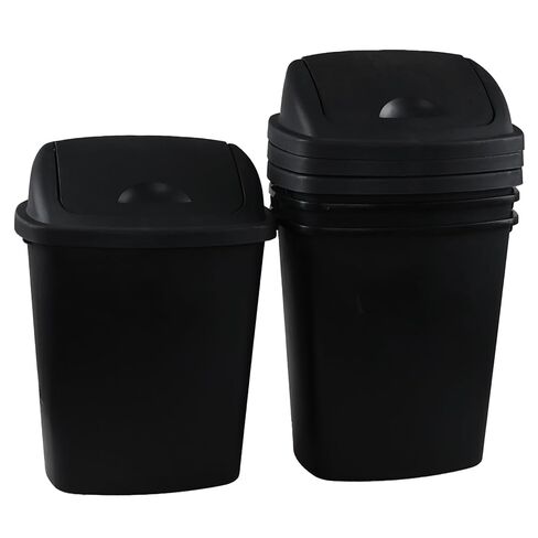 4 Pack 8 Gallon Medium Trash Can with Lid, Plastic Swing Top Garbage Can, Black Waste Bin Waste Basket for Bathroom, Kitchen, Bedroom, Office, College in Kuwait