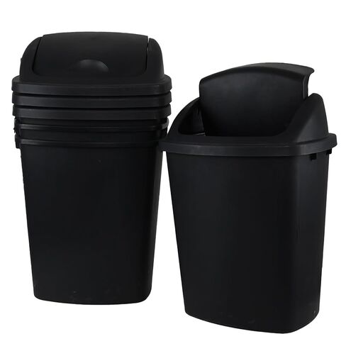 4 Pack 8 Gallon Medium Trash Can with Lid, Plastic Swing Top Garbage Can, Black Waste Bin Waste Basket for Bathroom, Kitchen, Bedroom, Office, College in Kuwait