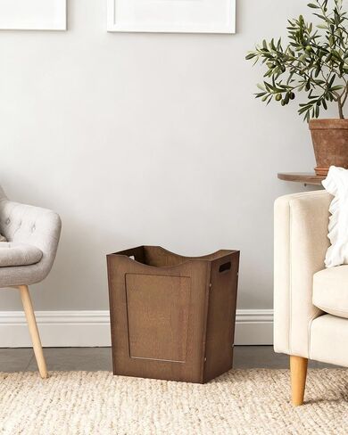 CHOEZON Bamboo Waste Basket, 4.5 Gallon Curved Design Multi-Use Trash Can for Bedroom, Office, Bathroom, Kitchen, Small Garbage Cans for Paper & Towel Storage, Natural Brown MCW30MA in Kuwait