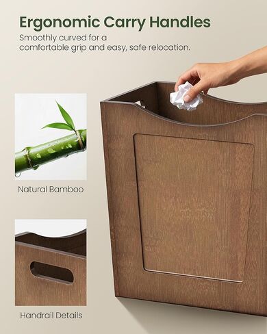 CHOEZON Bamboo Waste Basket, 4.5 Gallon Curved Design Multi-Use Trash Can for Bedroom, Office, Bathroom, Kitchen, Small Garbage Cans for Paper & Towel Storage, Natural Brown MCW30MA in Kuwait