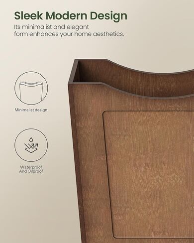 CHOEZON Bamboo Waste Basket, 4.5 Gallon Curved Design Multi-Use Trash Can for Bedroom, Office, Bathroom, Kitchen, Small Garbage Cans for Paper & Towel Storage, Natural Brown MCW30MA in Kuwait