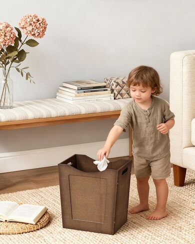 CHOEZON Bamboo Waste Basket, 4.5 Gallon Curved Design Multi-Use Trash Can for Bedroom, Office, Bathroom, Kitchen, Small Garbage Cans for Paper & Towel Storage, Natural Brown MCW30MA in Kuwait