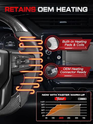 Carbon Fiber Steering Wheel for GMC Sierra 1500 2019-2024, D-Shaped Flat-Bottom, Nappa Perforated Leather Grip, Hand-Stitched (No Paddle Shifters) in Kuwait
