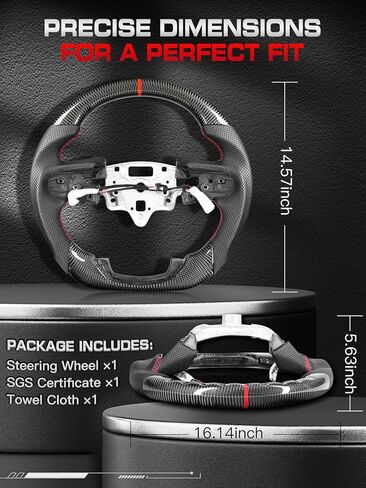 Carbon Fiber Steering Wheel for GMC Sierra 1500 2019-2024, D-Shaped Flat-Bottom, Nappa Perforated Leather Grip, Hand-Stitched (No Paddle Shifters) in Kuwait
