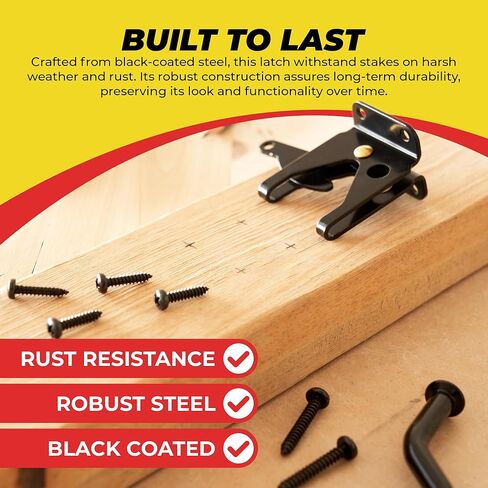 Self Locking Automatic Gravity Lever Fence Gate Latch, Steel, Black in Kuwait