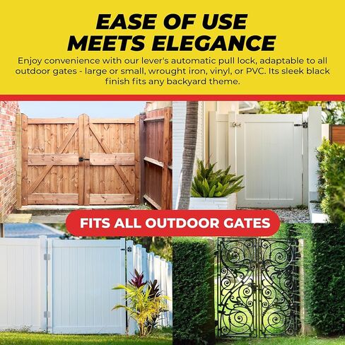 Self Locking Automatic Gravity Lever Fence Gate Latch, Steel, Black in Kuwait