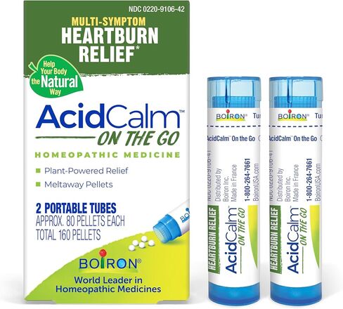Boiron AcidCalm On The Go for Acid Reflux, Heartburn, Indigestion, Bloating, and Upset Stomach - 2 Count (160 Pellets) in Kuwait