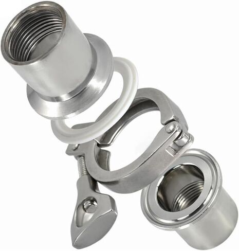 أنثى الخيوط إلى الطويق الأنابيب موصل سريع تركيبات + ثلاثي المشبك + PTFE أو سيليكون طوقا الفولاذ المقاوم للصدأ SS304 (PTFE طوقا، 1 1l4) in Kuwait