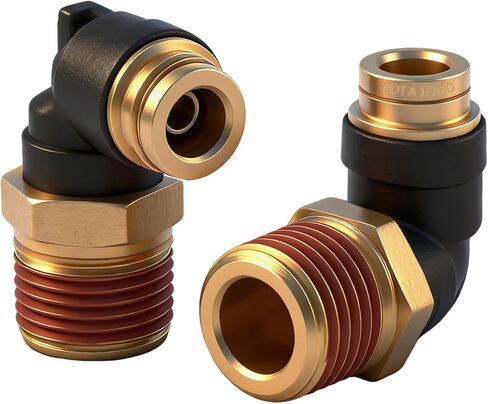 خرطوم هواء DOT 1/2 بوصة، تركيبات كوع 90 درجة، قطعتان، تركيبات هواء سريعة التوصيل، موصل نحاسي مركب PTC وPTCR، أنبوب 1/2 بوصة OD × 1/2 بوصة خيط NPT لأنظمة فرامل الهواء والتعليق للشاحنة in Kuwait