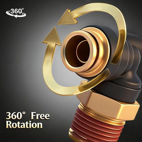 خرطوم هواء DOT 1/2 بوصة، تركيبات كوع 90 درجة، قطعتان، تركيبات هواء سريعة التوصيل، موصل نحاسي مركب PTC وPTCR، أنبوب 1/2 بوصة OD × 1/2 بوصة خيط NPT لأنظمة فرامل الهواء والتعليق للشاحنة in Kuwait