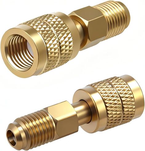 Zarique 2-Pack 1/4" أنثى إلى 1/4" ذكر محول نحاسي عكسي، تركيبات توصيل سريعة HVAC شديدة التحمل، خسارة منخفضة لخزانات التبريد R32 R454B | أنظمة سبليت صغيرة in Kuwait