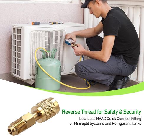 Zarique 2-Pack 1/4" أنثى إلى 1/4" ذكر محول نحاسي عكسي، تركيبات توصيل سريعة HVAC شديدة التحمل، خسارة منخفضة لخزانات التبريد R32 R454B | أنظمة سبليت صغيرة in Kuwait