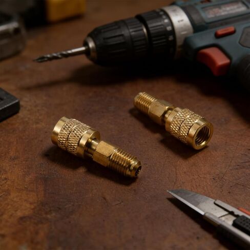 Zarique 2-Pack 1/4" أنثى إلى 1/4" ذكر محول نحاسي عكسي، تركيبات توصيل سريعة HVAC شديدة التحمل، خسارة منخفضة لخزانات التبريد R32 R454B | أنظمة سبليت صغيرة in Kuwait
