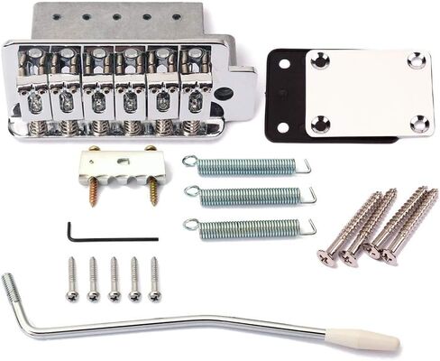 Vintage ST Guitar Tremolo Bridge, 52.5mm 6-Screw Assembly with 36mm Steel Block for Fender Squier/Mexico Strat Stratocaster, Chrome in Saudi Arabia