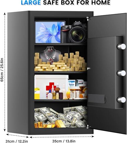 2.3 Cub Home Safe مع حقيبة مقاومة للماء ، وصندوق آمن للأمان الرقمي مع لوحة مفاتيح إلكترونية ، ومفاتيح احتياطية ، ورف قابل للإزالة ، وخزائن النار لأموال المجوهرات المنزلية. in Kuwait