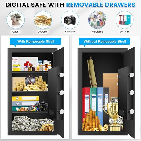 2.3 Cub Home Safe مع حقيبة مقاومة للماء ، وصندوق آمن للأمان الرقمي مع لوحة مفاتيح إلكترونية ، ومفاتيح احتياطية ، ورف قابل للإزالة ، وخزائن النار لأموال المجوهرات المنزلية. in Kuwait