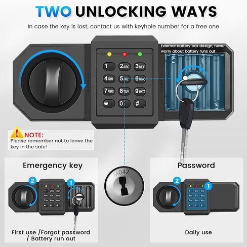 2.3 Cub Home Safe مع حقيبة مقاومة للماء ، وصندوق آمن للأمان الرقمي مع لوحة مفاتيح إلكترونية ، ومفاتيح احتياطية ، ورف قابل للإزالة ، وخزائن النار لأموال المجوهرات المنزلية. in Kuwait