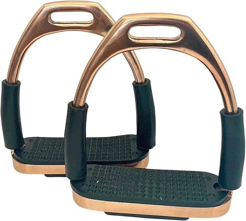 ركاب أمان مرن من الذهب الوردي اللامع للغاية - ركاب ركوب الخيل من الفولاذ المقاوم للصدأ مع معالجته القوية (4.5 بوصة) in Kuwait