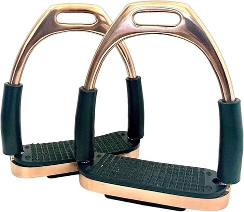 ركاب أمان مرن من الذهب الوردي اللامع للغاية - ركاب ركوب الخيل من الفولاذ المقاوم للصدأ مع معالجته القوية (4.5 بوصة) in Kuwait