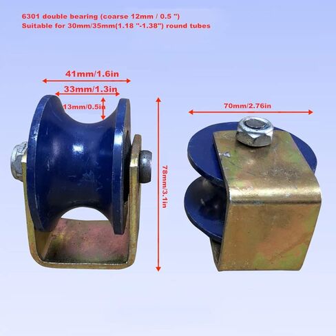 عجلات دوارة، عجلات على شكل حرف U، حديد الزهر، عجلة صلبة لباب الحظيرة شديدة التحمل، أجهزة للمسار المقلوب، أنبوب دائري، بوابة دوارة، آلات صناعية، سكة حبل سلكية (70 مم) in Kuwait