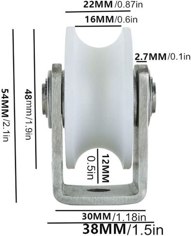 عجلات دوارة، عجلتان مع أخدود، محمل من الفولاذ المقاوم للصدأ 201، للآلات الصناعية، باب منزلق، دحرجة، قضبان حبل سلكية (نوع U، 48 مم/2 بوصة) in Kuwait
