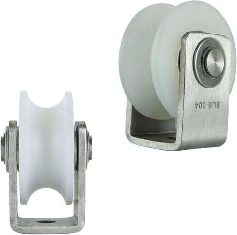 عجلات دوارة، بكرة مسار منزلقة من النايلون عالي التحمل، بكرة اتجاهية، محمل من الفولاذ المقاوم للصدأ 304، للآلات الصناعية، والأبواب، والدحرجة، وقضبان الحبال السلكية (نوع U، 48 مم/ in Kuwait