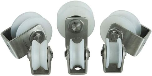 عجلات دوارة، بكرة مسار منزلقة من النايلون عالي التحمل، بكرة اتجاهية، محمل من الفولاذ المقاوم للصدأ 304، للآلات الصناعية، والأبواب، والدحرجة، وقضبان الحبال السلكية (نوع U، 48 مم/ in Kuwait