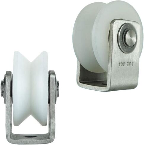 عجلات دوارة، بكرة مسار منزلقة من النايلون عالي التحمل، بكرة اتجاهية، محمل من الفولاذ المقاوم للصدأ 304، للآلات الصناعية، والأبواب، والدحرجة، وقضبان الحبال السلكية (النوع V، 48 مم/ in Kuwait