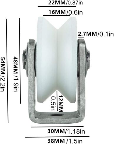عجلات دوارة، بكرة مسار منزلقة من النايلون عالي التحمل، بكرة اتجاهية، محمل من الفولاذ المقاوم للصدأ 304، للآلات الصناعية، والأبواب، والدحرجة، وقضبان الحبال السلكية (النوع V، 48 مم/ in Kuwait