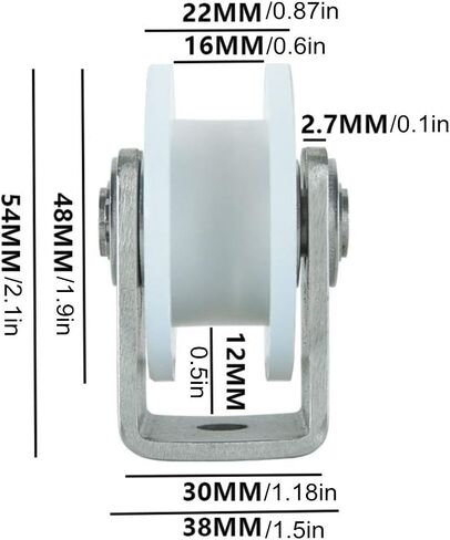 عجلات دوارة، بكرة مسار منزلقة من النايلون عالي التحمل، بكرة اتجاهية، محمل من الفولاذ المقاوم للصدأ 304، للآلات الصناعية، والأبواب، والدحرجة، وقضبان الحبال السلكية (نوع H، 48 مم/ in Kuwait