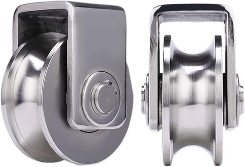 عجلات دوارة، قطعتان، فولاذ مقاوم للصدأ عالي التحمل 304، محمل مزدوج، لقضبان الأنابيب المستديرة، بكرات الأبواب المنزلقة، عربات الآلات الصناعية (0.9 بوصة/22 مم) in Kuwait