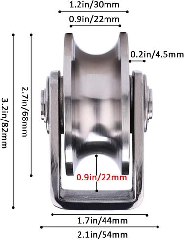 عجلات دوارة، قطعتان، فولاذ مقاوم للصدأ عالي التحمل 304، محمل مزدوج، لقضبان الأنابيب المستديرة، بكرات الأبواب المنزلقة، عربات الآلات الصناعية (0.9 بوصة/22 مم) in Kuwait