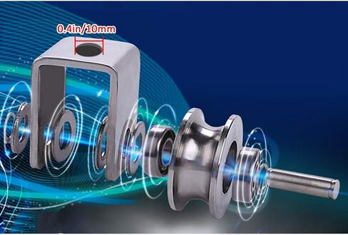 عجلات دوارة، قطعتان، فولاذ مقاوم للصدأ عالي التحمل 304، محمل مزدوج، لقضبان الأنابيب المستديرة، بكرات الأبواب المنزلقة، عربات الآلات الصناعية (0.9 بوصة/22 مم) in Kuwait