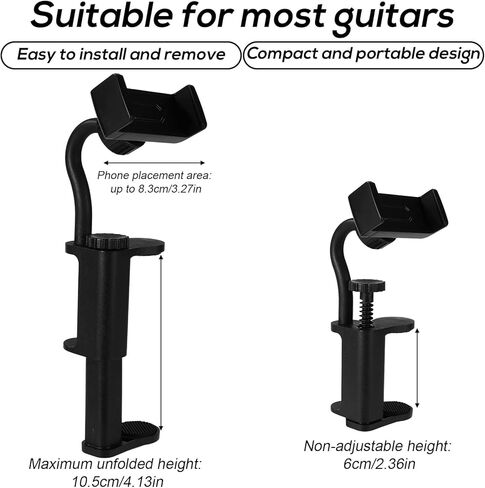 Guitar Phone Holder, Portable Mobile Phones Holder Mount Stand with 360-Degree Rotatable Design Practical Guitar Playing Stuff Accessories for Teaching Video Recording Live Streaming in Saudi Arabia