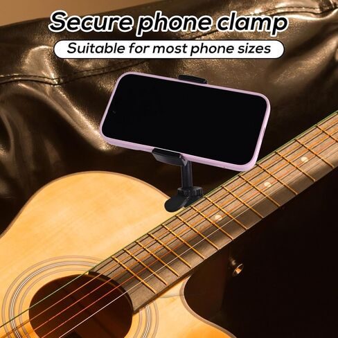 Guitar Phone Holder, Portable Mobile Phones Holder Mount Stand with 360-Degree Rotatable Design Practical Guitar Playing Stuff Accessories for Teaching Video Recording Live Streaming in Saudi Arabia