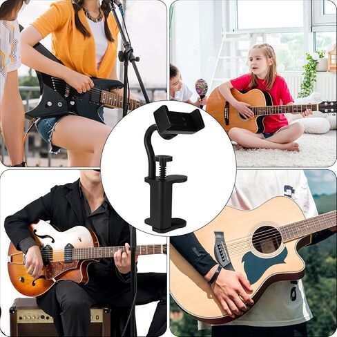 Guitar Phone Holder, Portable Mobile Phones Holder Mount Stand with 360-Degree Rotatable Design Practical Guitar Playing Stuff Accessories for Teaching Video Recording Live Streaming in Saudi Arabia