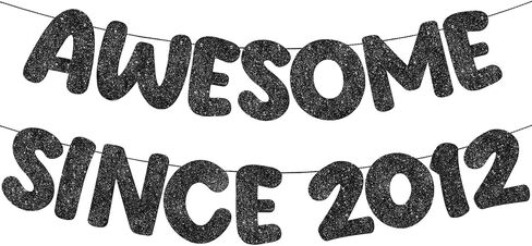 Fulmoon Pre Strung Awesome Since 2011 Banner Glitter Happy 14th Birthday Sign Funny Glitter Happy 14th Anniversary Party Decorations for Men Women(Dark Blue) in Saudi Arabia