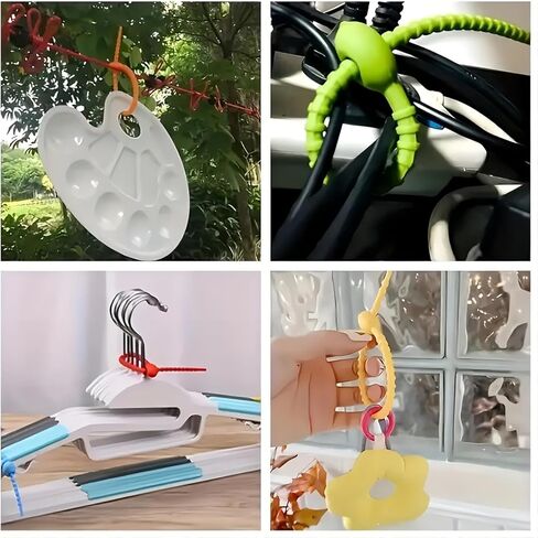 Reusable Silicone Cable Management Straps 30 Pcs, Cord Organizer Straps for Home Office Kitchen School, Multi Color Stretchable Ties (30pcs) in Saudi Arabia