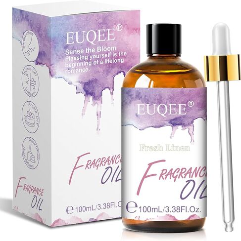 زيت عطر المسك الأبيض من EUQEE، 3.38 أونصة سائلة/100 مل من الزيوت العطرية للناشر، قنابل الحمام، صناعة الشموع، صابون DIY مع قطارة زجاجية in Kuwait