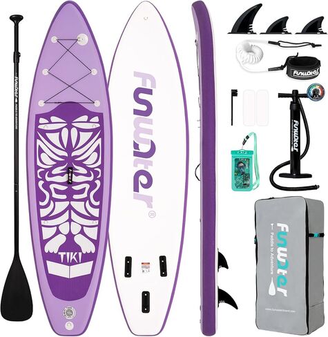 FunWater قابل للنفخ 10'6×33×6" خفيف للغاية (17.6 رطل) SUP لجميع مستويات المهارة، كل شيء متضمن مع لوح التجديف الوقوف، والمجاديف العائمة Adj، والمضخة، وحقيبة ظهر السفر ISUP، والمقود، وحقيبة مقاومة للماء in Saudi Arabia