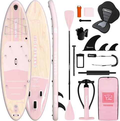 TIGERXBANG Inflatable Stand Up Paddle Board with SUP Board Accessories, Anti-Slip EVA Deck, 11'/10'6'' Paddleboard for Adults & Youth - All Skill Levels in Kuwait