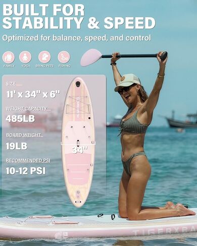 TIGERXBANG Inflatable Stand Up Paddle Board with SUP Board Accessories, Anti-Slip EVA Deck, 11'/10'6'' Paddleboard for Adults & Youth - All Skill Levels in Kuwait